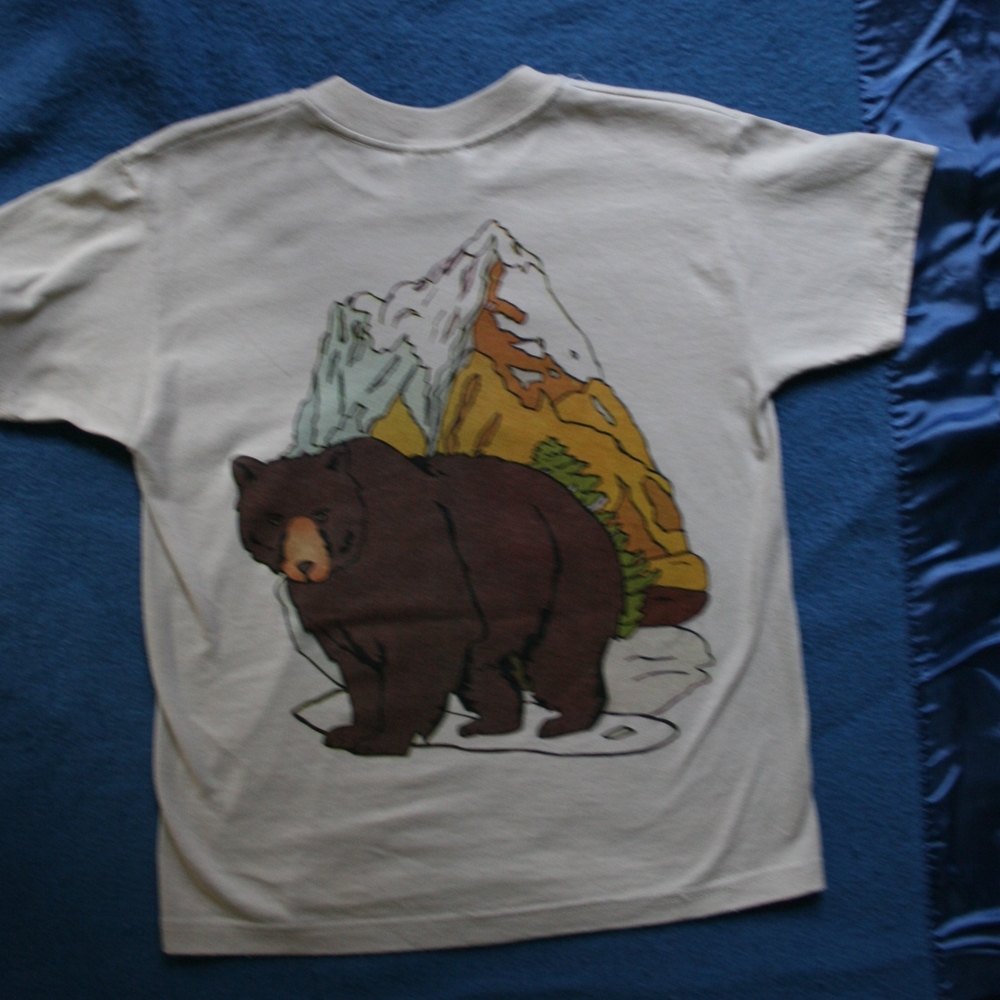 Hanes Kids Shirt with Bear and Mountain Design - White